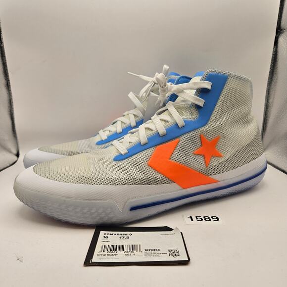 CONVERSE MEN'S 16 ALL STAR PRO BB HIGH SOLSTICE WHITE ROYAL ORANGE 167936C NWOB